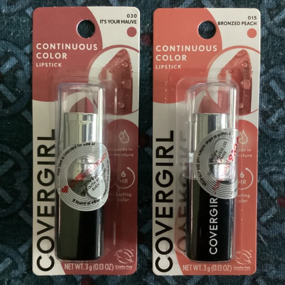 Covergirl Continuous Color Lipstick 030 It’s your Mauve 015 Bronzed Peach New